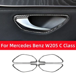 For Mercedes Benz C GLC Class W205 X253 Carbon Fiber Interior Door Handle Frame Decoration Cover Trim Sticker Car Accessories