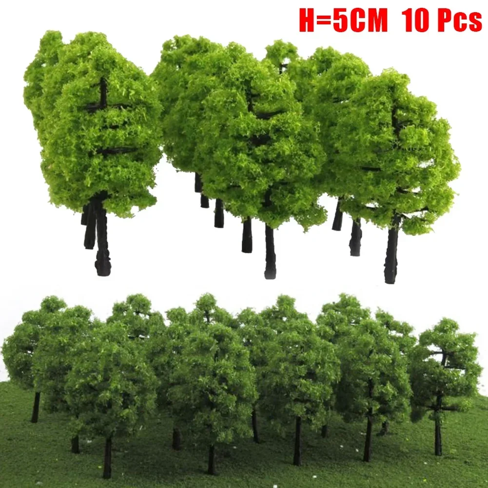 

10pcs Pine Trees Model Green For Scale Railway Layout 5cm Miniature Sandtable Model Scenery DIY For Home Building