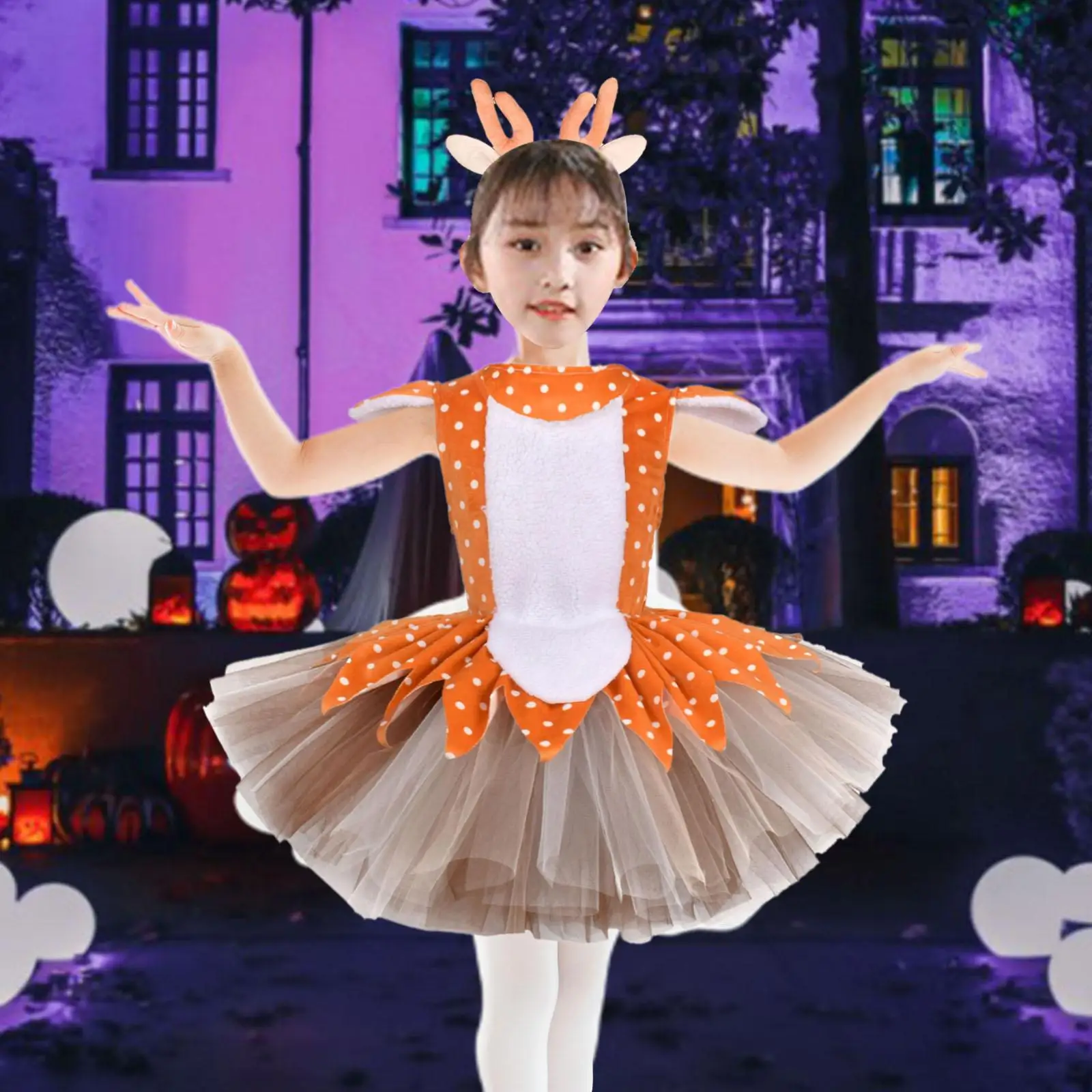 الرنة فستان مُصمم حسب الطلب الحيوان زي جميل الزرافة الزي تأثيري قرن الوعل عقال الغزلان فستان لعرض المسرح كرنفال