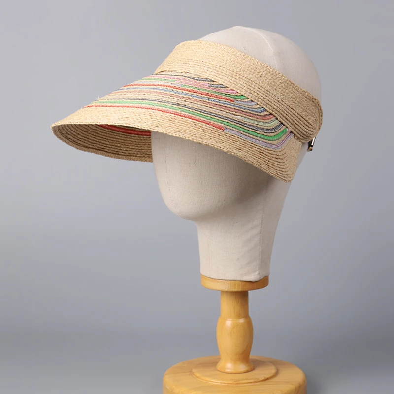 

Sun Hat Raffia Visor Cap Wide Brim Women Summer UV Protection Beach Accessory Holiday Outdoor Hike Luxury