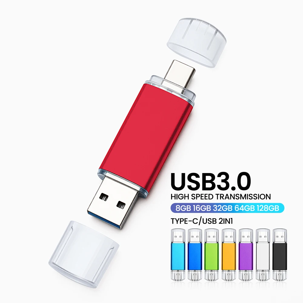 

High speed 3.0 USB Type-C 2-in-1 Memory stick 16GB 32GB 64GB Pen Drive For Mobile Phones and Computers Real Capacity U Disk 4GB