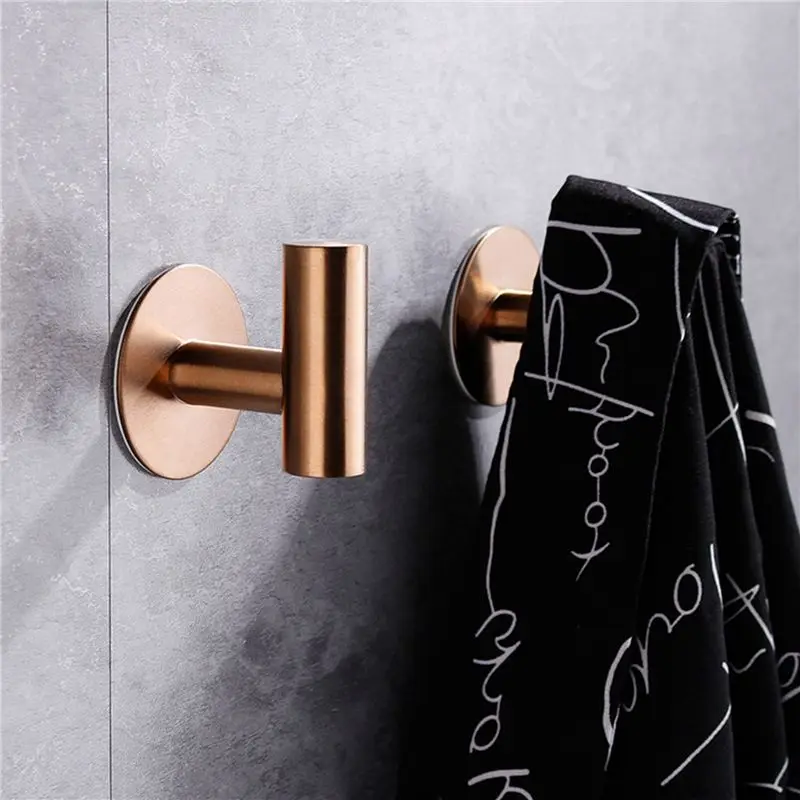 4Pcs Bathroom Hook Stainless Steel Hook Heavy Duty Hook For Bathroom Kitchen Living Room Hotel Coat Hook (Nail Free)-AT64