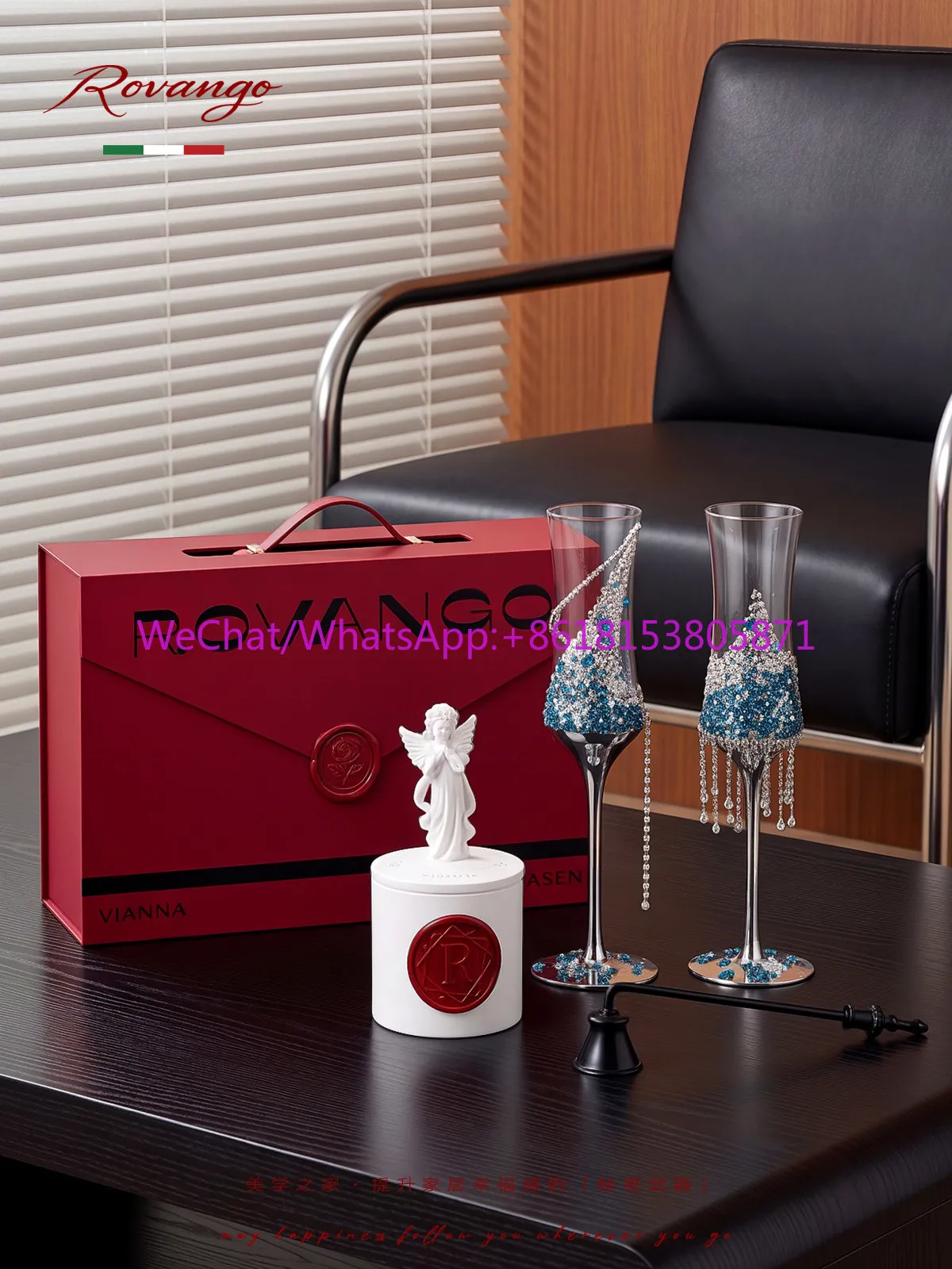 High-end original glass champagne pair, exquisite toasting cup souvenir set