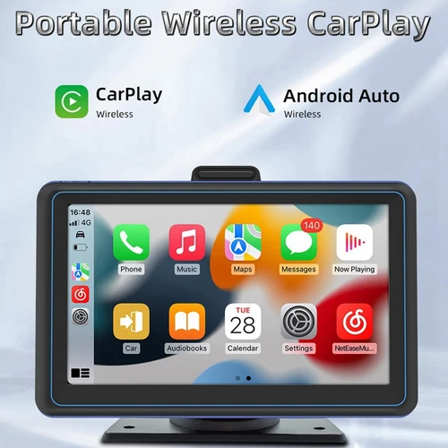 Imagen 1 del producto Pantalla táctil de 7 pulgadas para coche, Carplay inalámbrico y Android, reproductor Multimedia automático portátil, pantalla de navegación, fácil instalación