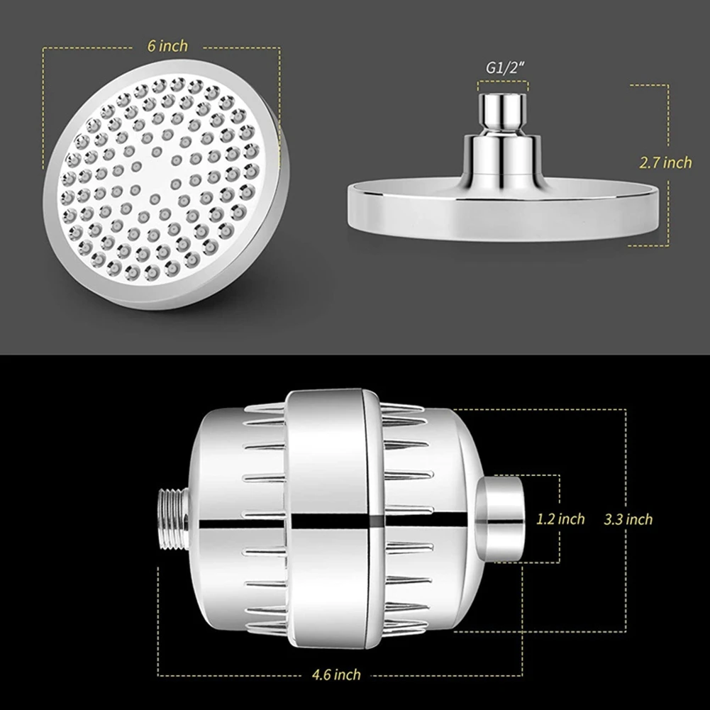 

A18R -Shower Head And Hard Water Filter, 15 Stage Shower Filter Removes Chlorine &Harmful Substances Water Softener Showerhead