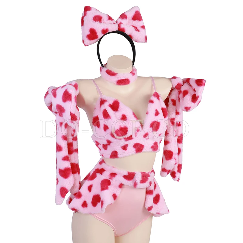 

Gogo Dance Costume Red Pink Sexy Plush Bikini Nightclub Bar Ds Performance Clothes Festival Party Showgirl Stage Rave Wear 3187