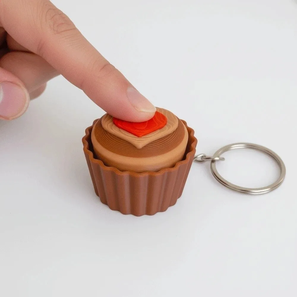 3D Printed Cake Clicker Key Chain Mini Cartoon Pendant Sensory Clicker Biscuit Simulation Foods Button Dessert Key Ring