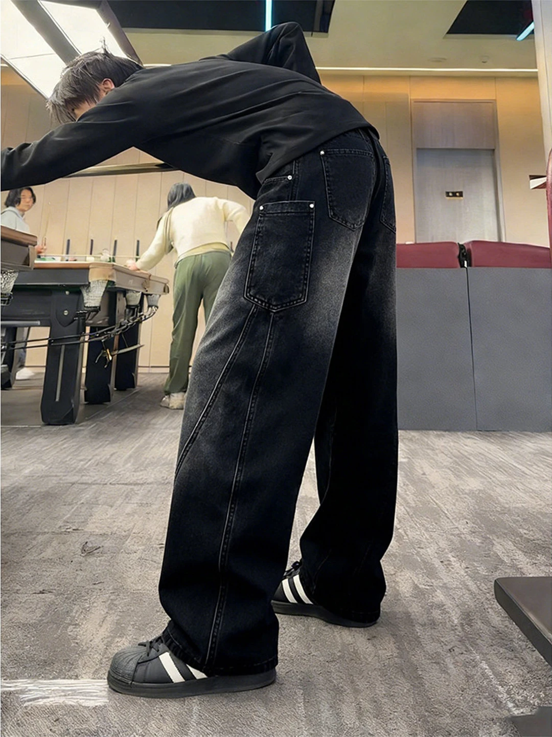 

Bla Knife Workwear Jeans Men's Spring Autumn High Street Vibe Loose Straight Leg Bell Bot Durable Stretch Fabric