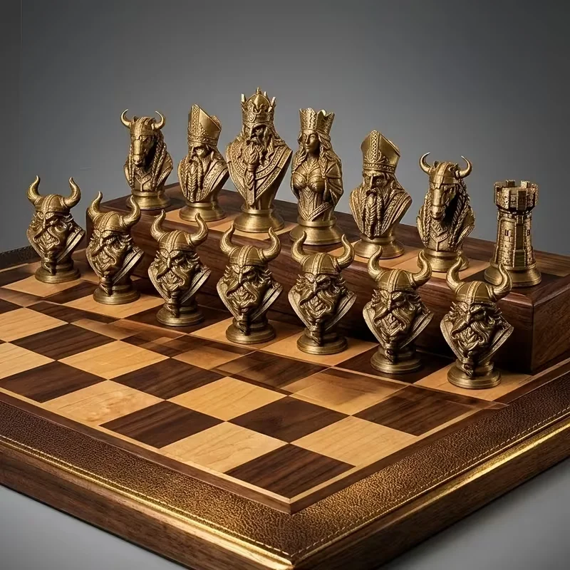 16 Pcs Nordic Viking-themed Chess Set the Perfect Holiday Gift Desktop Decorative Ornaments