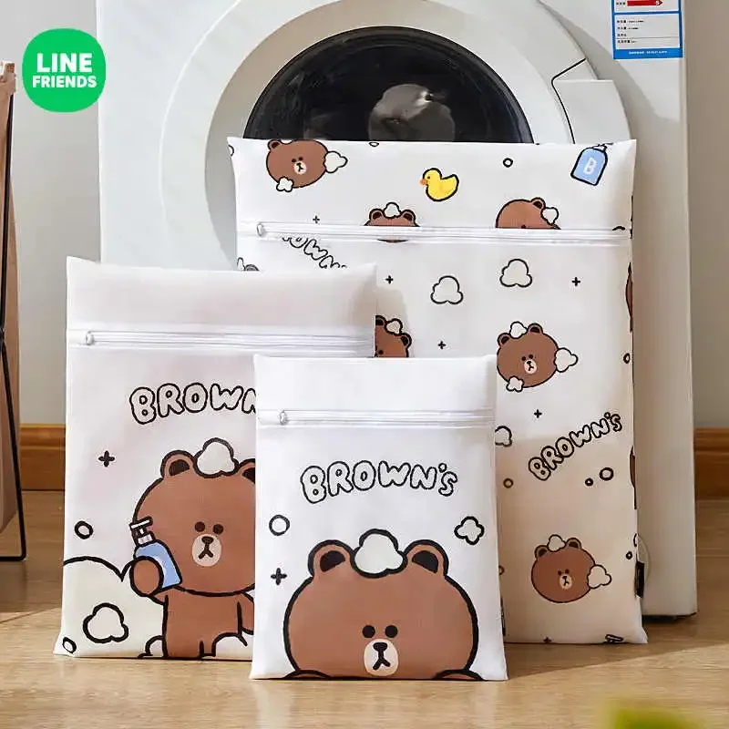 Brown Line Friends New Underwear Wash Bag Set Kawaii Sweater Washing Machine Special Fine Mesh Anti Deformation Cartoon Wash Bag