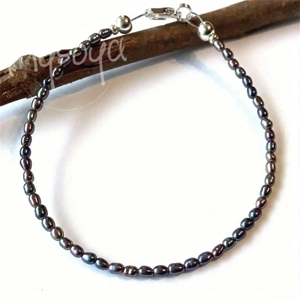 

MYSOYA мини-браслет с черным жемчугом 3-4 мм, подарочная коробка с жемчугом, подарок для нее, свадебные украшения, подарок на годовщину Рождества, Нового года