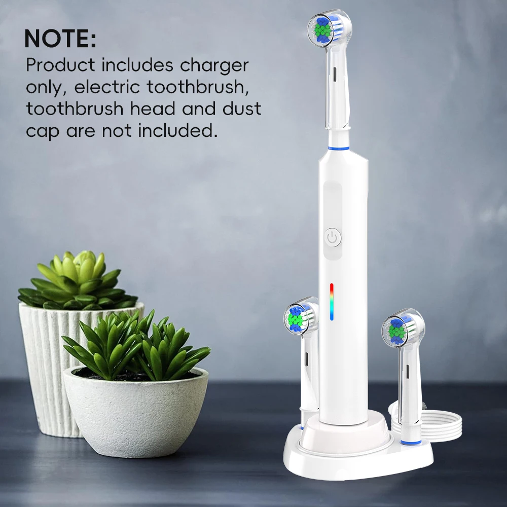 Electric Toothbrush USB Charger Base & Toothbrush Heads Holder Set Compatible with Oral B Braun Electric Toothbrushes PRO Series