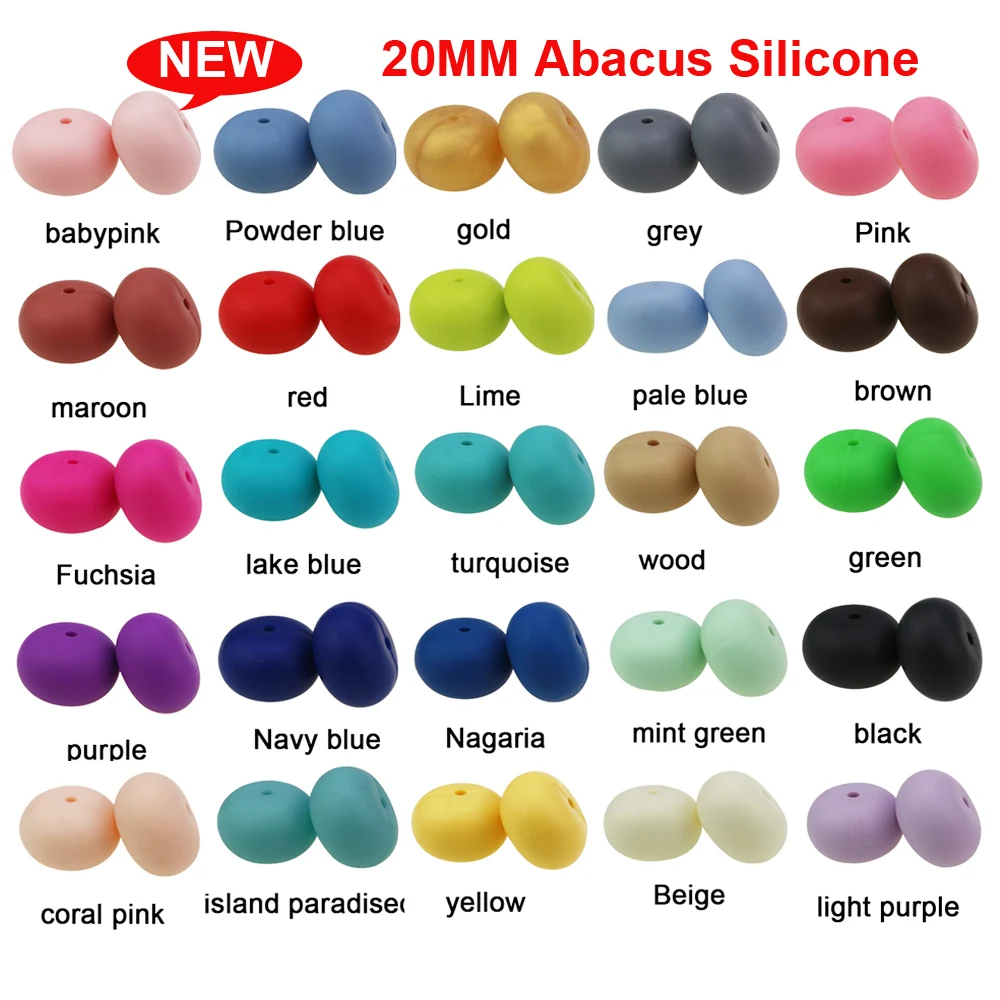 2024 New Spring Colors Abacus Silicone Beads 20MM 10Pcs 20Pcs Teething Beaded Pen For DIY Making Keychain Lanyard Jewelry