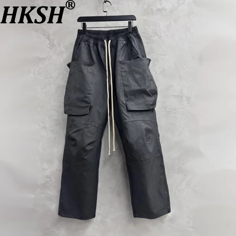 

HKSH Autumn New Man Punk Dark Wax Dye Patchwork Large Pockets Cargo Pants Casual Chic Ins Tailored Safari Style Overalls HK11910