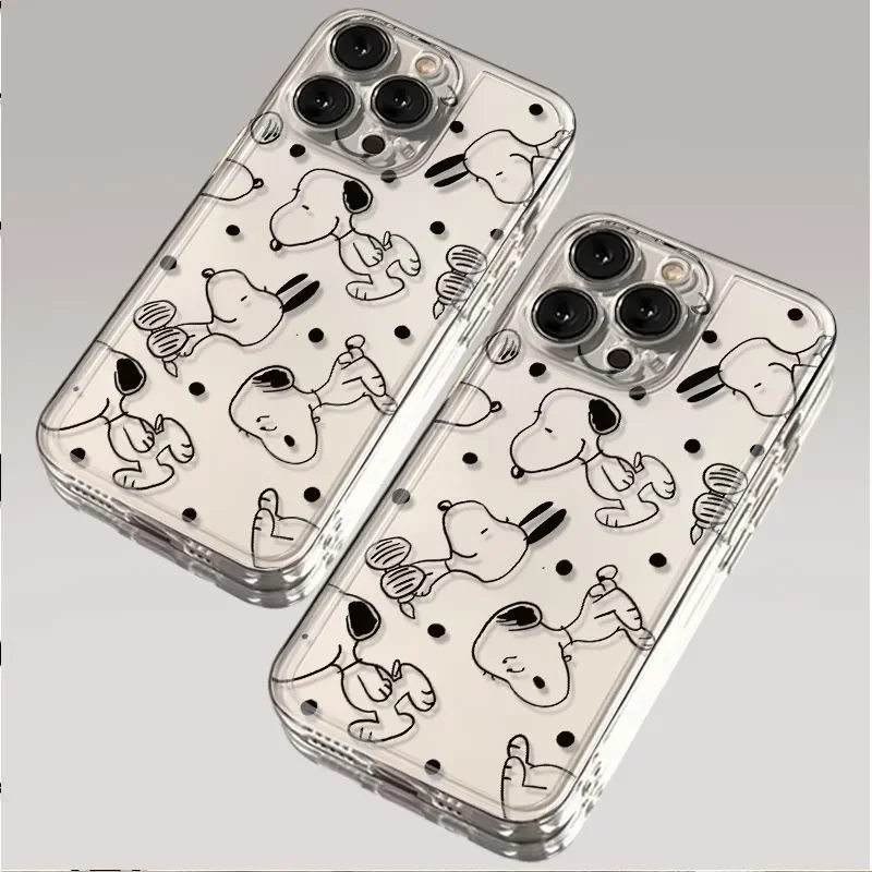 Dumb Snoopy Cute Creative Phone Case For IPhone 16 15 14 13 12 11 Pro Max XR XS Max 7 8 Plus MINI Girl Cartoon Cover Case