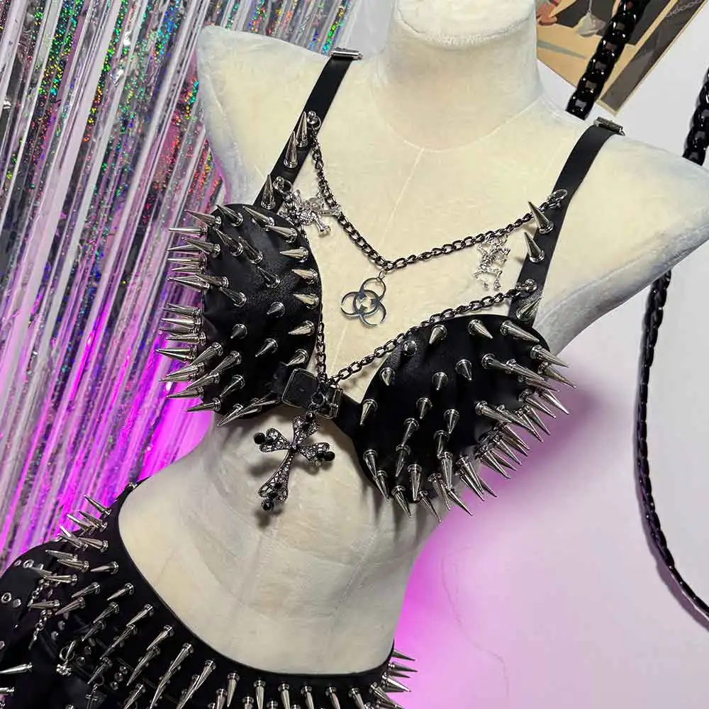 

Emo 2025 Y2K Halter Camisole TOPS Gothic Hand Made E-Girls Harajuku Grunge Cross Eco Studded Rivet 90s Kawaii Goth Punk Rock