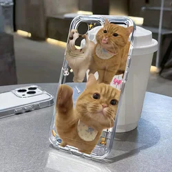 Cute Cat Clear Case For iPhone 13 Cases iPhone 15 16 Pro Max 17 Air 12 11 14 X XR XS 16e 16promax Fundas Soft TPU Back Cover