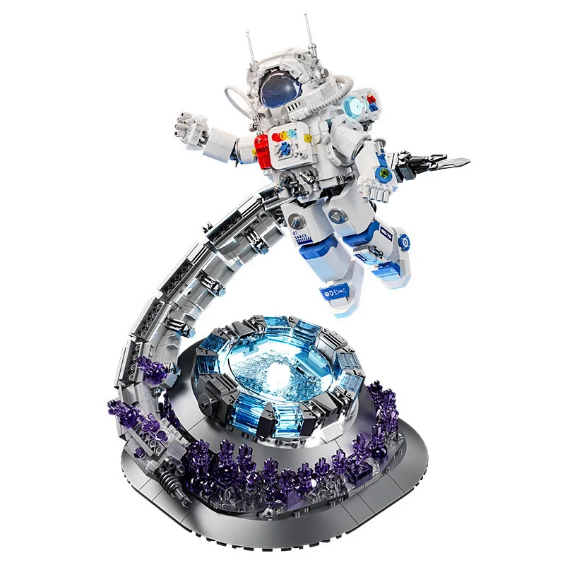 Idea Mega Figures Bricks Star Chasing Astronauts Model Space Exploration Construction Building Block Educational Toys With Light