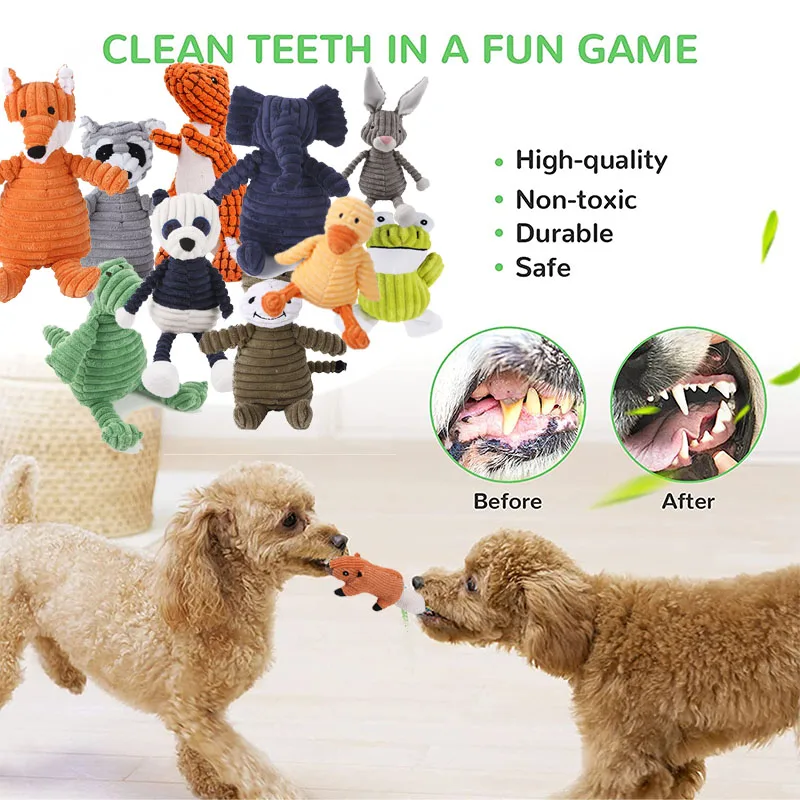 Funny Pet Toy Donkey Shape Corduroy Chew Toys for Dogs Puppy Squeaker Squeaky Plush Bone Molar Dog Toy Training Pets Supplies