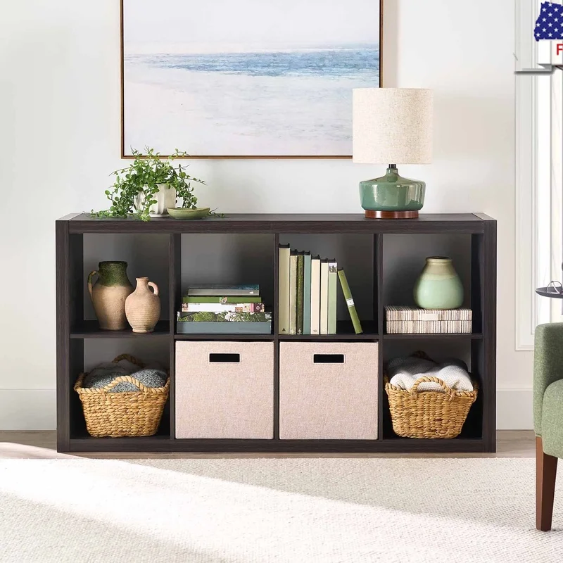 

8-Cube Storage Organizer Open Back Design Functional Storage Display Unit Books Collectibles Office Living Room Versatile