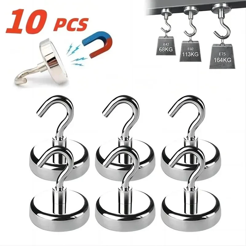 Ganchos magnéticos fuertes para almacenamiento, perchas multiusos para el hogar, barra de cocina, almacenamiento de llaves, baño, 10 piezas