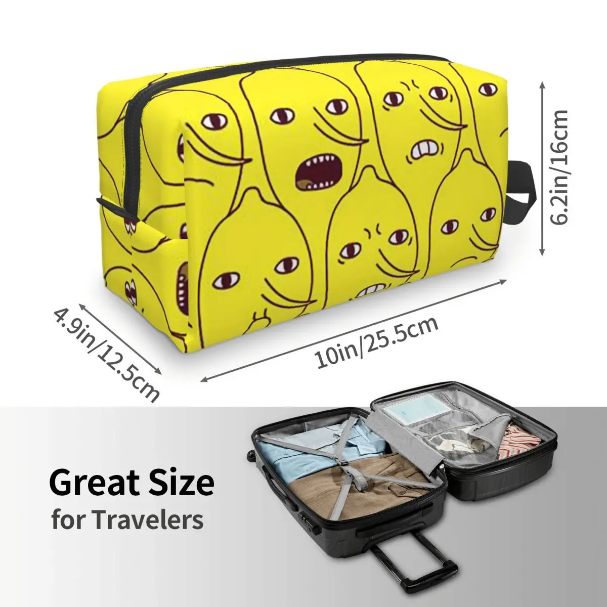 Lemongrab-bolsas de cosméticos para mujer, bolsa organizadora de maquillaje de viaje, almacenamiento de artículos de tocador, estuche para lápices