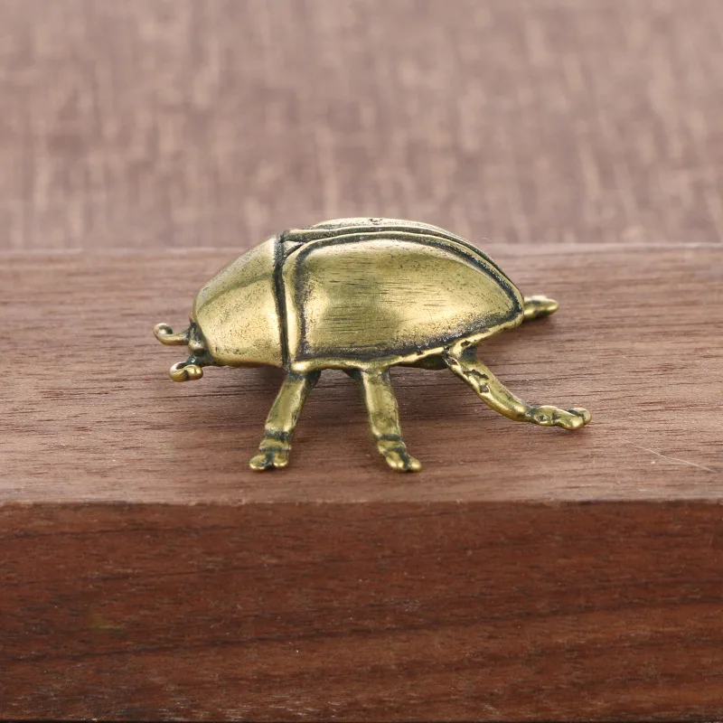 

Solid Brass Beetle Ladybug Figurines Miniatures Tea Pet Funny Insect Crafts Collection Desktop Small Ornaments Home Decorations