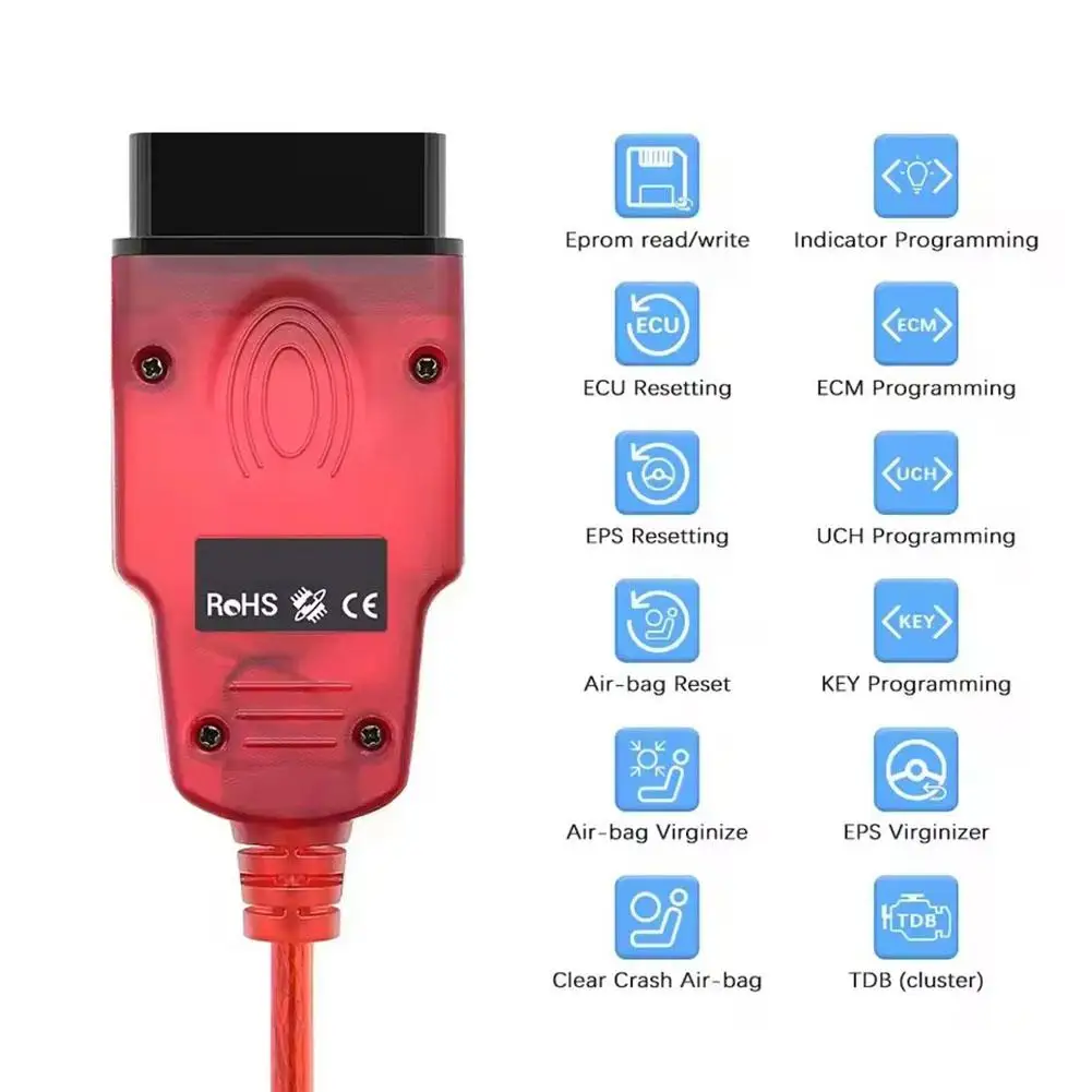 2024 كابل Renolink V2.10 Obd2 لرينو Renolink V1.99 نسخة مطورة ECU مبرمج وسادة هوائية إعادة تعيين ECM UCH مفتاح الترميز التلقائي