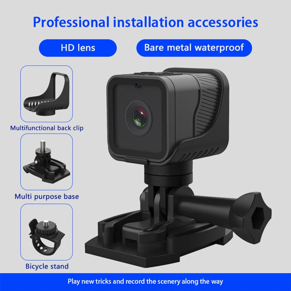 Bike Camera Support 256GB Card 1080P Handlebar Bike Camera 120 Degree Wide Angle Anti Shake Loop Recording Compact for Cycling