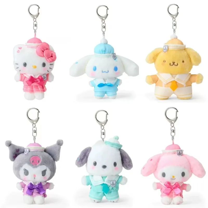 Série de personnages de marin Sanrio, jouet en peluche pendentif cannelle Pompompurin Kuromi, poupée en peluche, breloque pour sac à dos Hello Kitty