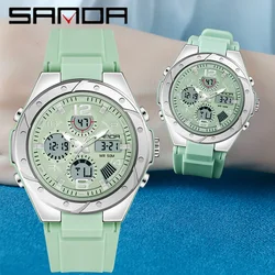 Fashion Sanda Luxury Ms Led Digital Sport Watch Fashion Casual Gold Wrist Women Girl Military Waterproof Quartz Wrist Watch 6062