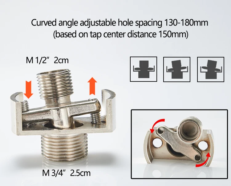 Adjusting The Angle of Intake Pipe Copper Shower Head Angled Curved Foot, Eccentric Screw Extended Corner Shower Faucet Accessor