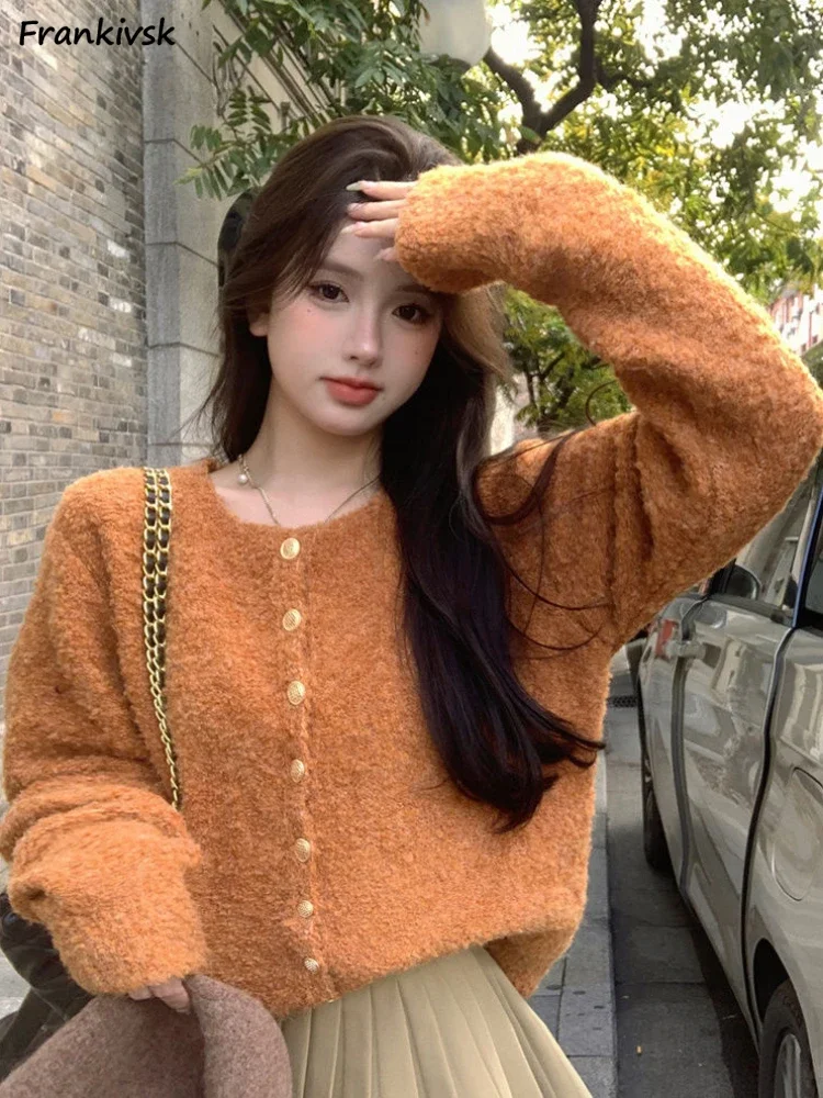 

4 Colors Cardigan Women All-match Cozy Chic Simple Schoolgirls Knitwear Basic Autumn Korean Style O-neck Lovely Sweaters Spring