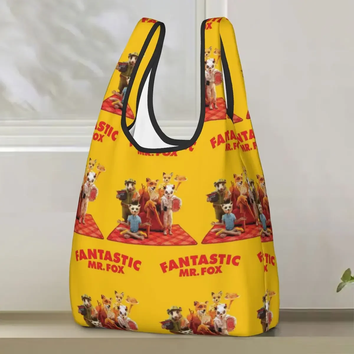 Fantastic Mr Fox Movie Poster Shopping Bag Portable Tote Bags Foldable Shoulder Shopper Bag Grocery Handbag
