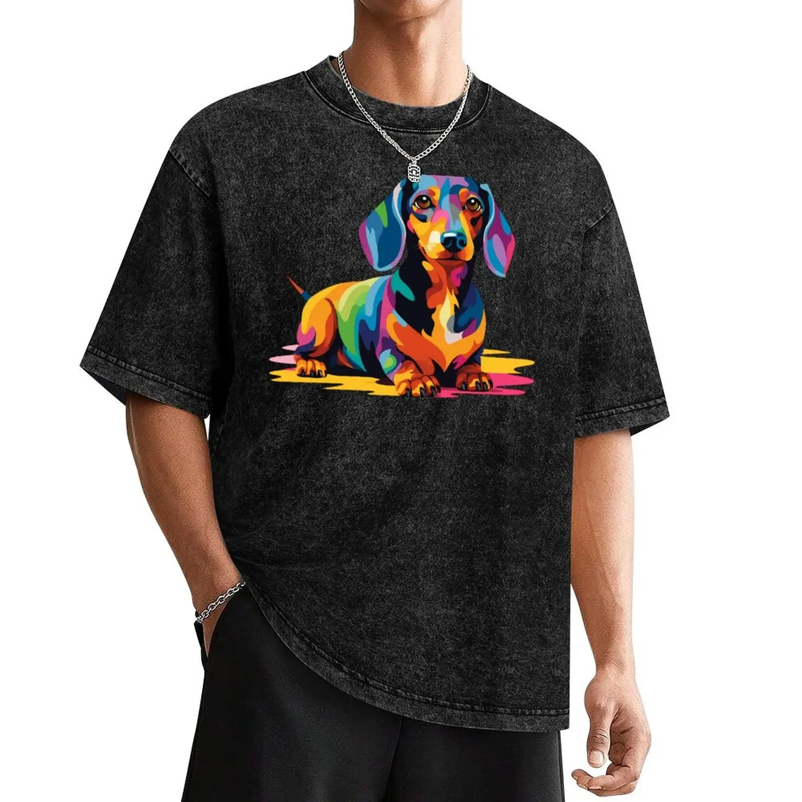 

Colorful Pop Art Dachshund T-Shirt boys animal print man t shirt essential t shirt men workout shirt