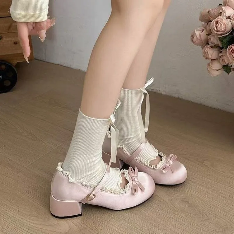 Designer White French Ballet Shallow-mouthed High Heels for Women, New Summer Height-increasing Single Shoes Mary Jane Shoes - view 3