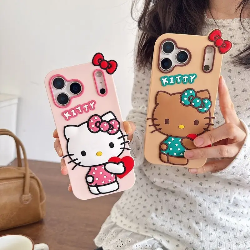 Creative 3D cartoon cat pattern phone case for iPhone 17 Pro Max 13 14 Plus 15 16 Pro all-inclusive silicone soft anti-fall gift