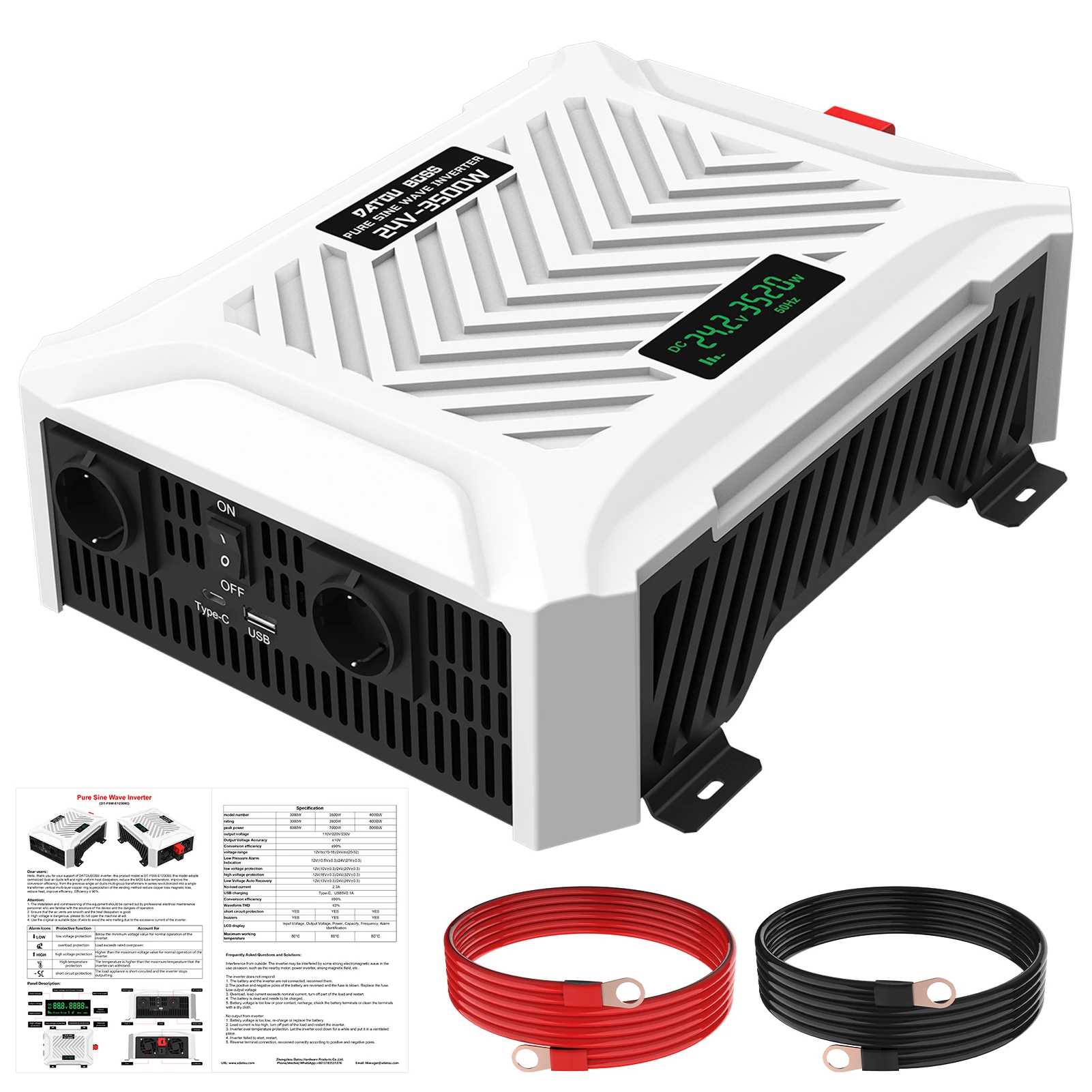 DATOUBOSS Eu Stock Portable Single DC AC Output Home Voltage 3500W 24V Pure Sine Wave Car Inverters & Converters