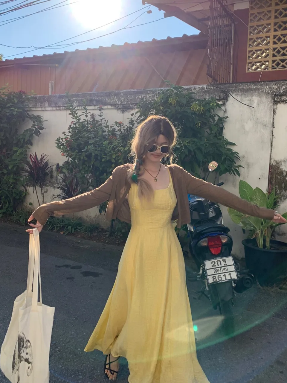 

plus Size Yellow Strapl Dr Women's Spring New Sle Waist Cinching Long Gown Two-Piece Set Comfortable Faionable Mate...