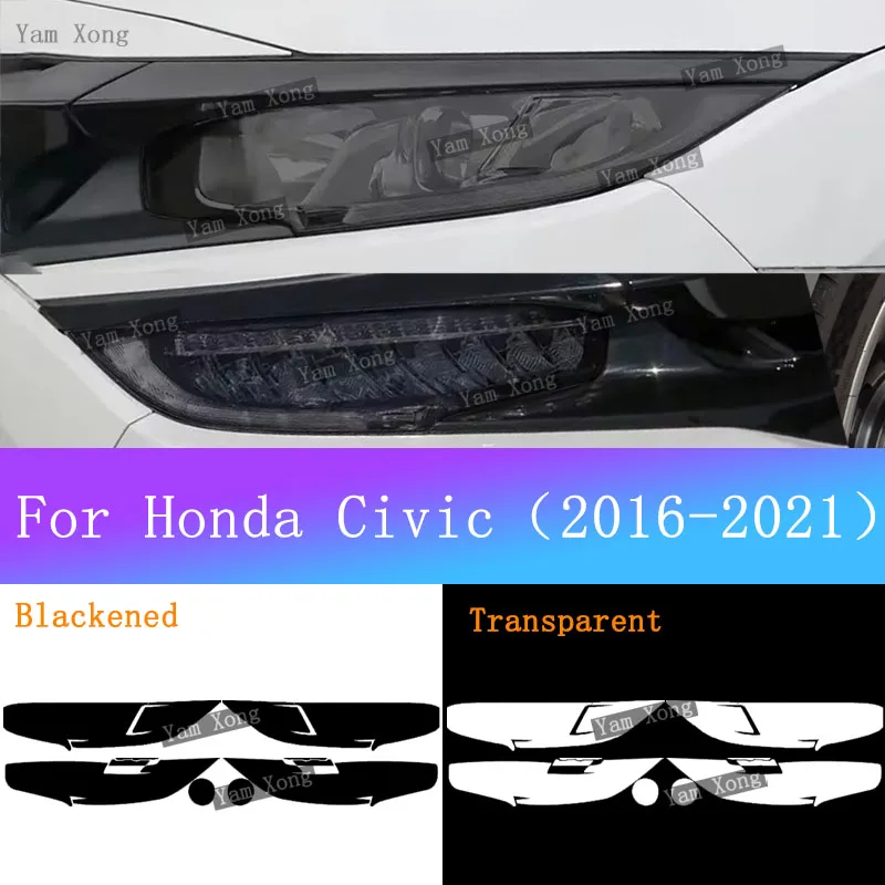 

For Honda Civic 10th Gen Auto Exterior Front Light TPU Transparent Protective Film Headlight Black Wrap Cover Armored Films