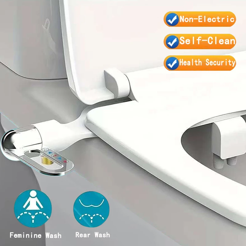 

Clear Rear Bidet Attachment for Toilet – Toilet Bidet with Dual Self-Cleaning Nozzles, Adjustable Spray Pressure, Easy Installat