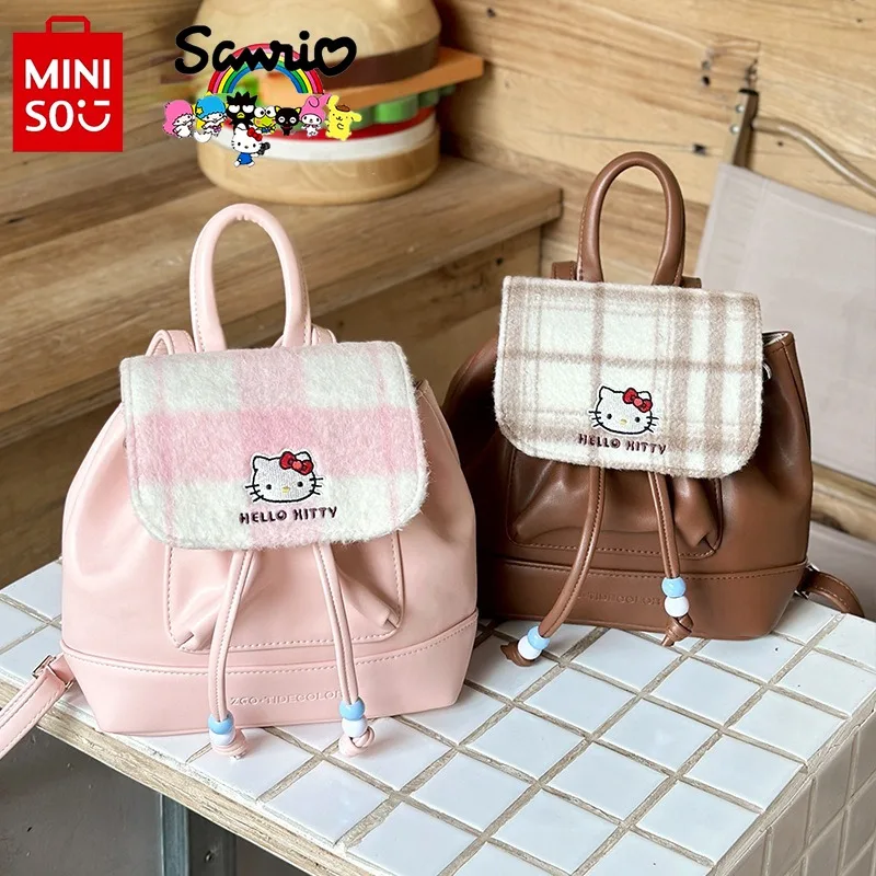 Mochila Sanrio Retro Cartoon para mulheres, bolsa de armazenamento de cordão versátil, alta qualidade, elegante, nova