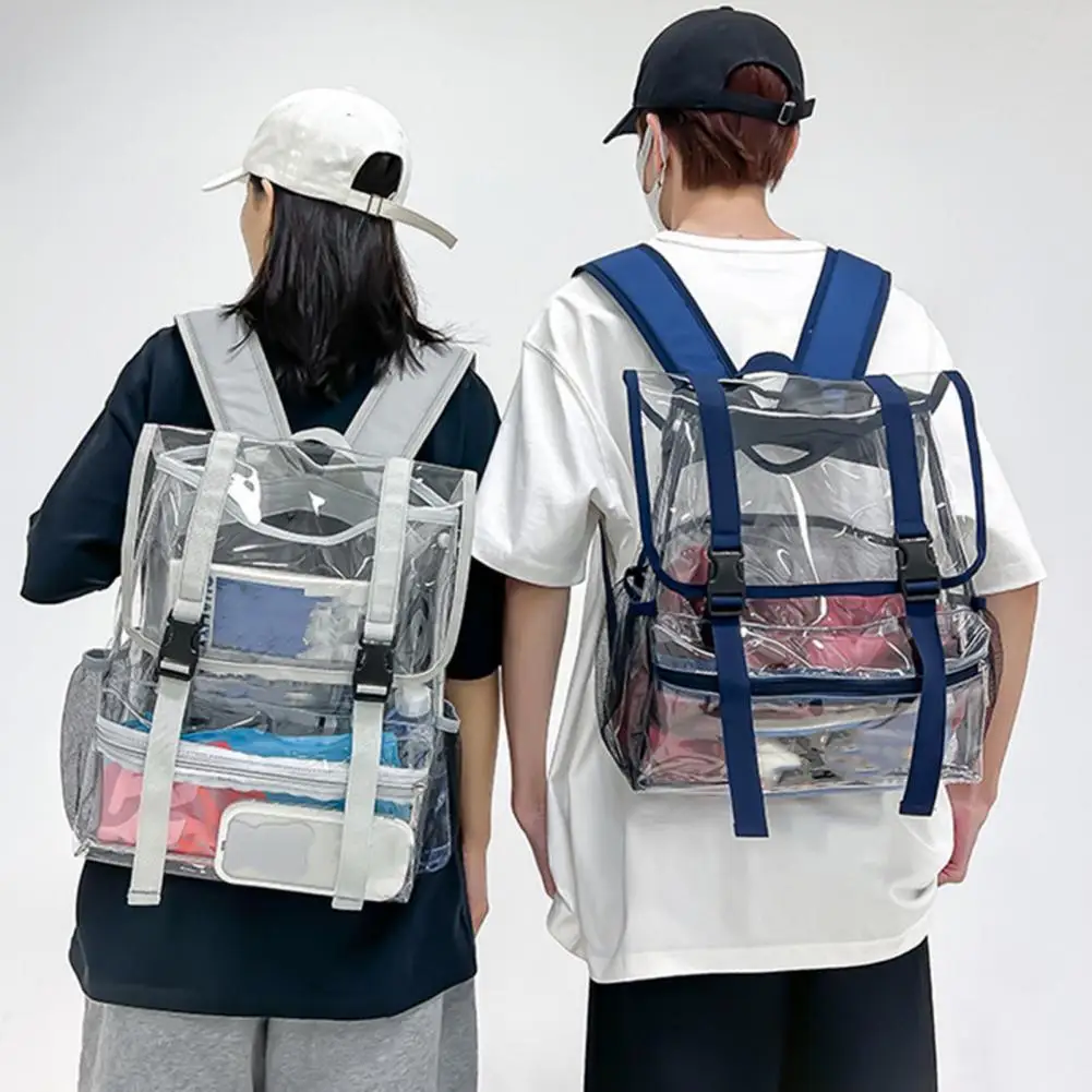 Transparent School Bag Men Women Fashion Shoulder Bag Travel Backpack Storage Pouch Student Rucksack Summer Waterproof Beach Bag