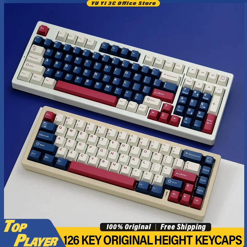 126 Keys PBT Keycaps Atomic Mechanical Heart Customized Contrasting Colors Support Full Key Keyboard Original Height Keycaps