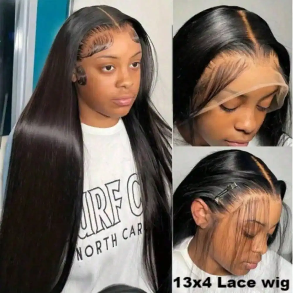 

42-дюймовый парик из натуральных волос с прямой линией роста волос 13x4, плотность 250, для женщин, естественный вид и ощущение