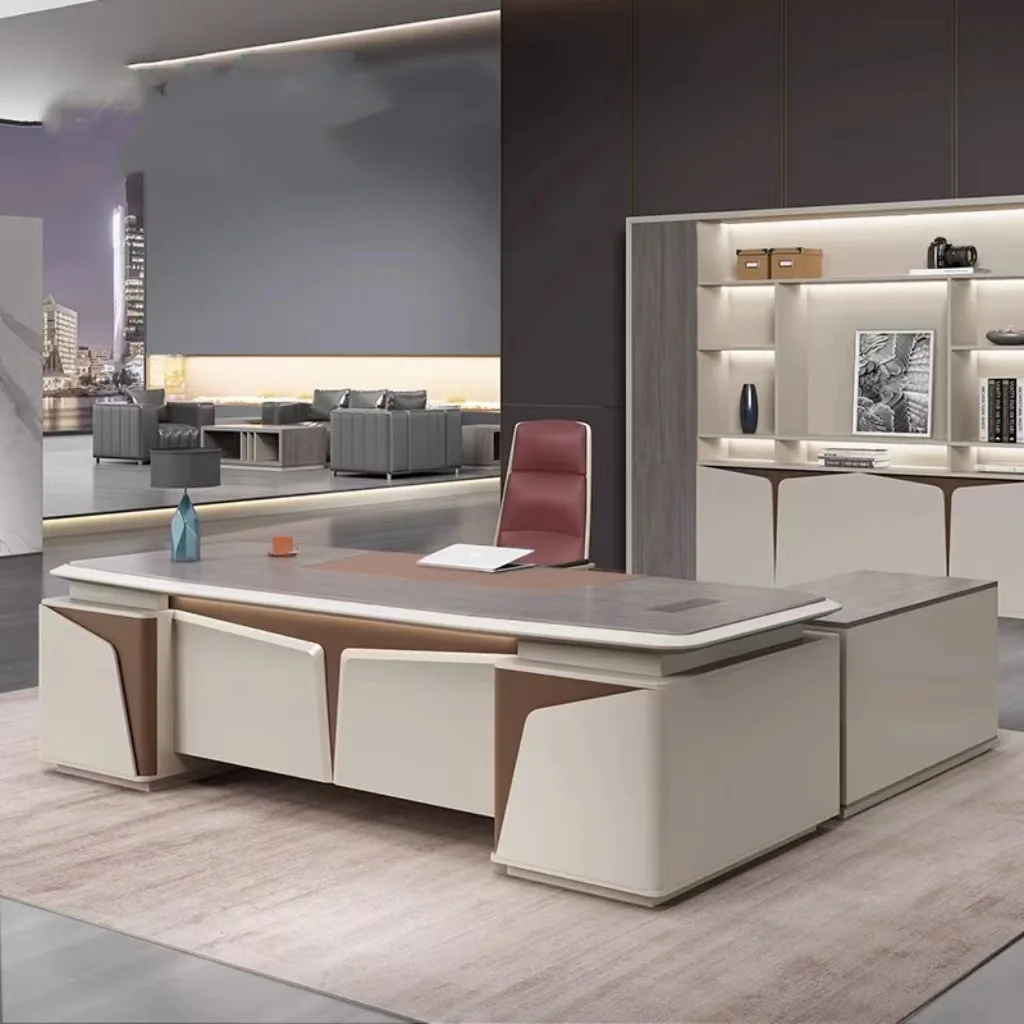 

Легкая роскошная креативная комбинация стола и стула для президента босса, простая современная атмосфера высокого класса