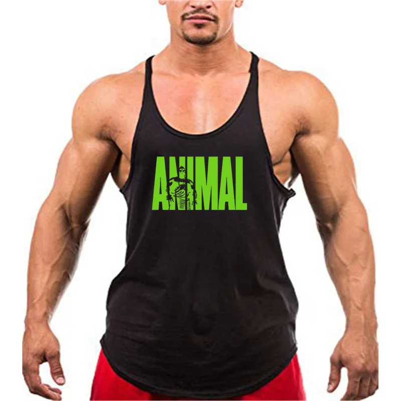Running Vests Mens Cotton ANIMAL Letters Printed Gym Stringer Tank Tops Bodybuilding Sleeveless Singlets Muscle Fitness Clothing