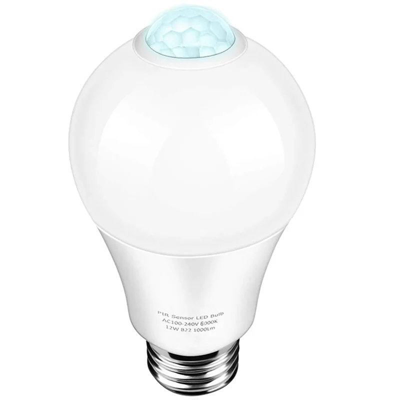 BHTS-2X 85-265V E27 PIR Motion Sensor Lamp 12W Bulb With Motion Sensor Infrared Motion Detector Security Light Warm Light