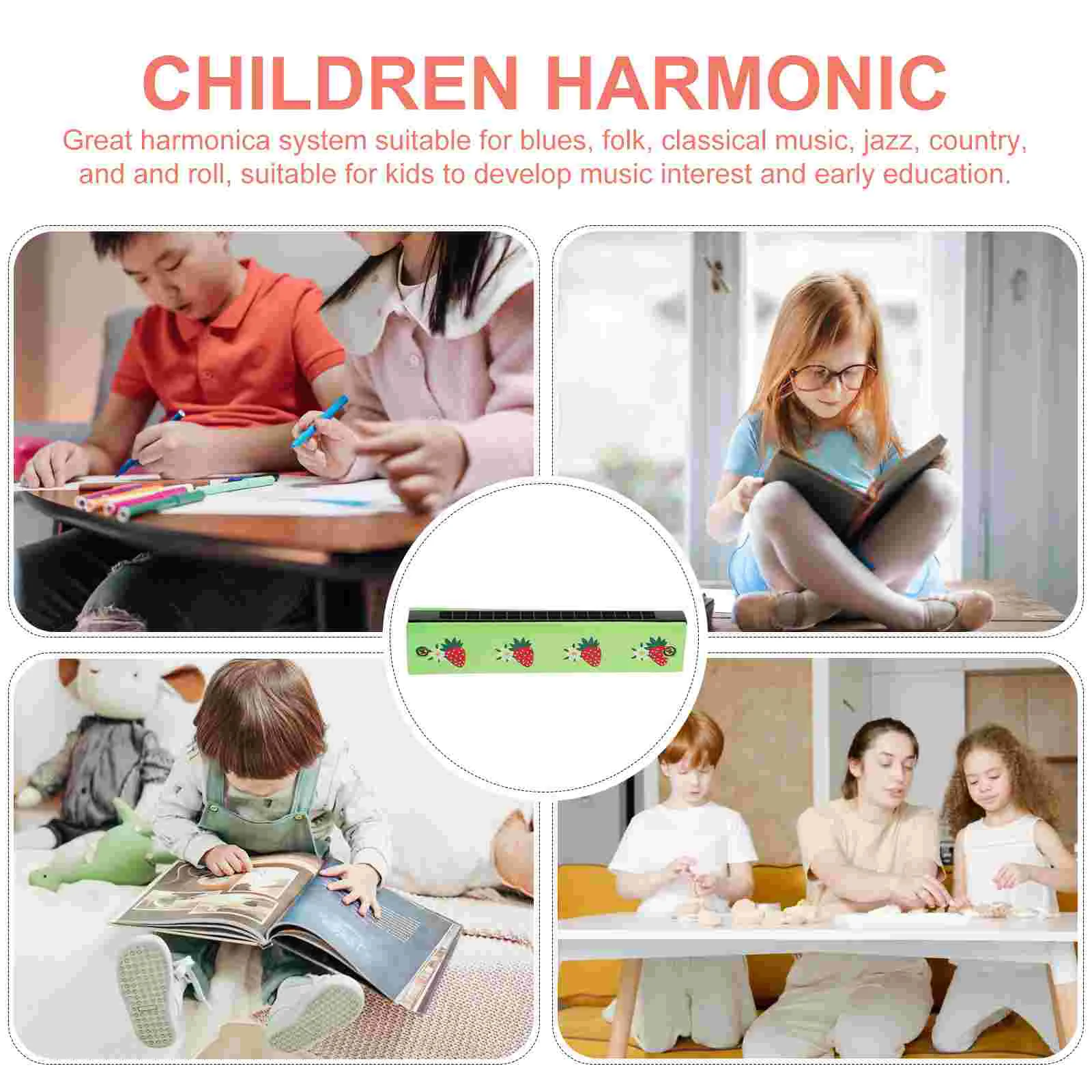 Harmoniousa16holeharmonicaearlyeducationmetalharmonicawindinstrument muzyczne zabawki dla dzieci narzędzia edukacyjne dla dzieci klasyczne drewniane