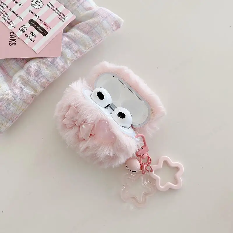 Cute Plush Case For Apple Airpods Pro 2 USB C Cover Lovely Heart Girl Protective Coque For Airpods 4 3 3rd 2 Pro Pro2 Case Shell